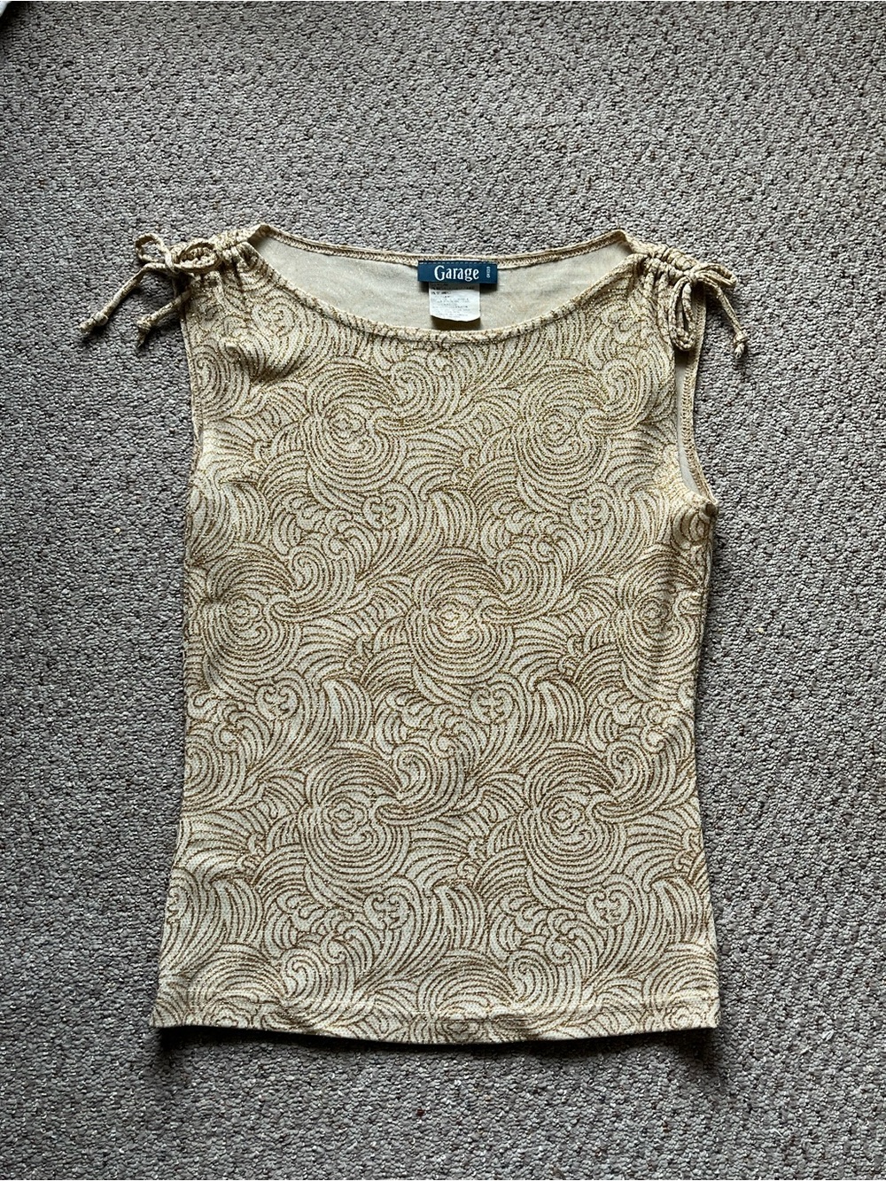Garage Women's gold Patterned Tie-Shoulder Tank Top - Picture 1 of 3